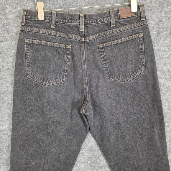 Vintage LL Bean Jeans Mens 35X31 Black‎ Denim Fleece Lined Straight Leg 90s - Picture 5 of 13
